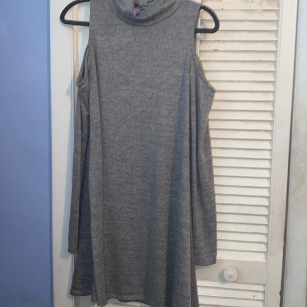 Alya Mock Neck Gray Sleeveless Dress